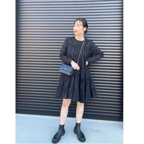 Merlette Soliman Mini Dress Tiered Long Sleeve Flared Flowy Cotton XS NEW 267785 - Picture 1 of 8